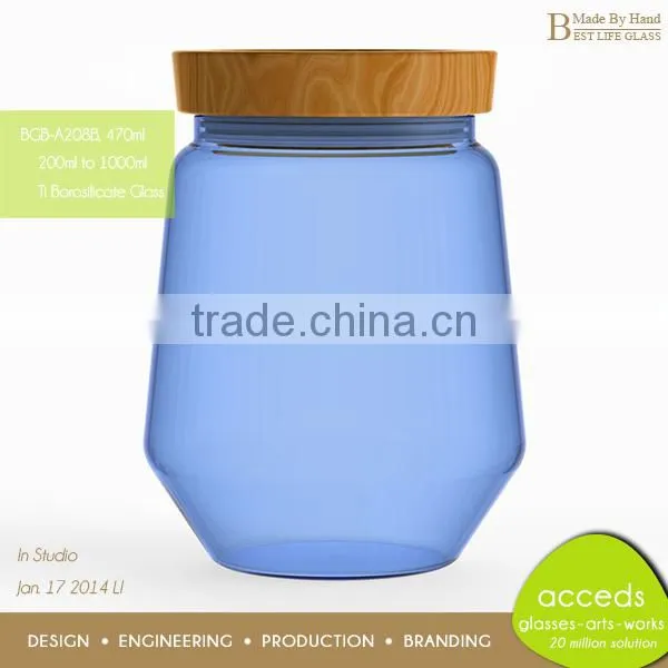 Airtight Borosilicate Blue Glass Mason Jars