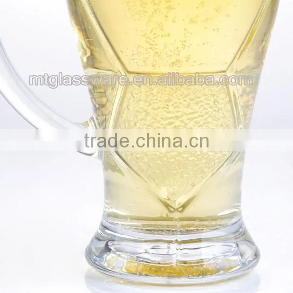 Father's day gifts football shape beer stein with handle glass metarial
