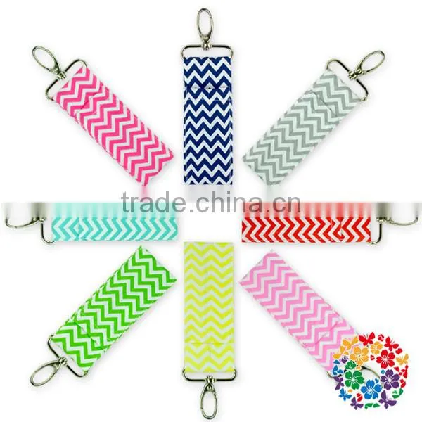 Red Chevron Fabric Cotton Chapstick Lip Balm Holder Handmade Fancy Key Holders
