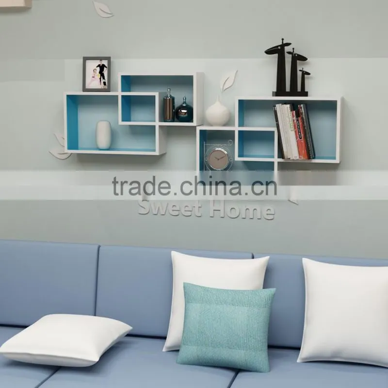 Hot sale book shelf Set of 3 U shape wood wall shelf DIY home wall decorative Floating Wall Shelf wholesale