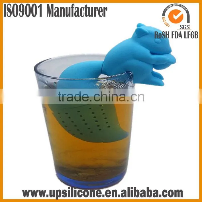 FDA Silicone Material Convenient Tea Strainer Cute Squirrel Filter Tea Infuser Accessories