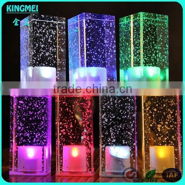 battery operated color changing led lights aluminium metal base crystal bubble led table lamp