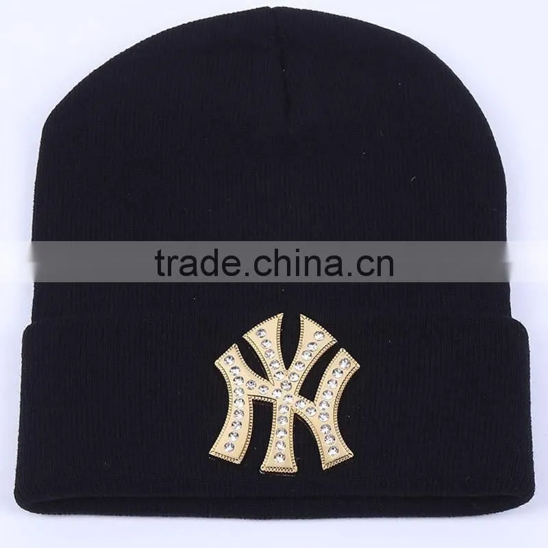 Fashion Hot Drilling CC Winter Beanies With Rhinestone
