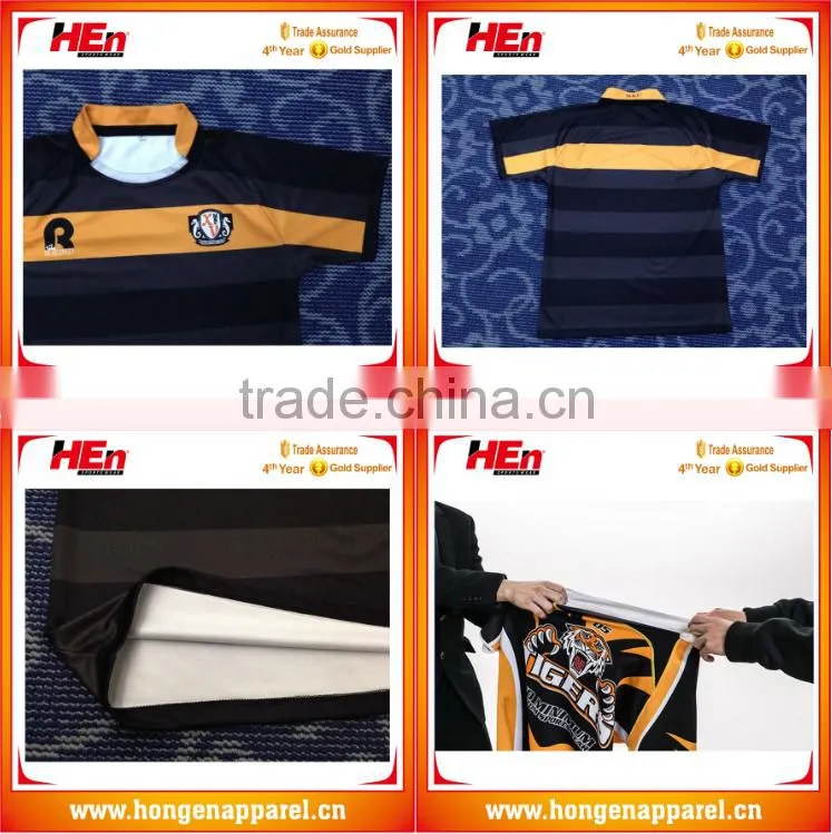 Hongen apparel custom brand Small Order Sublimation Printing Rugby Shirt Wholesale Rugby Jerseys