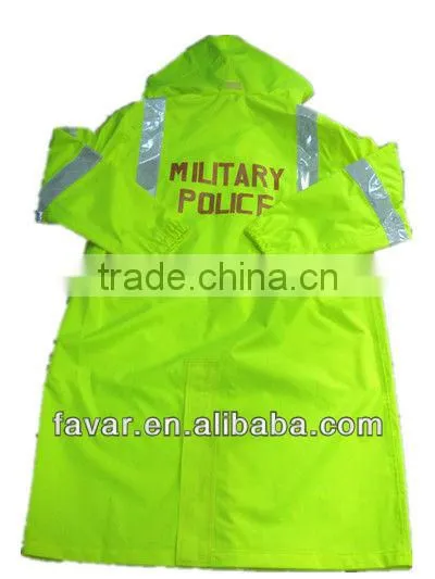 yellow safety reflective long style oxford jacket raincoat