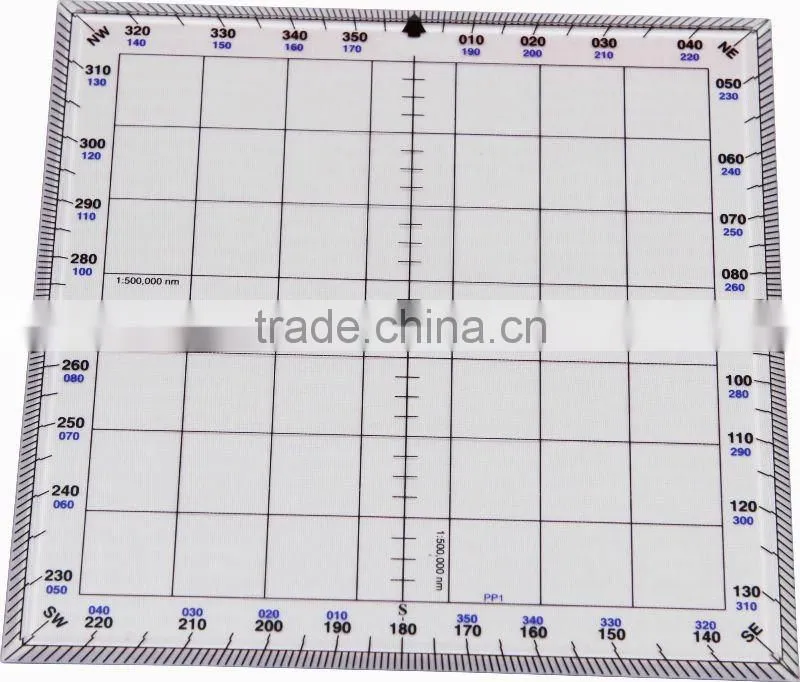 Kearing, flexible plastic square protractor, transparent 1mm thickness plastic square plotter for pilot training #KPP-4