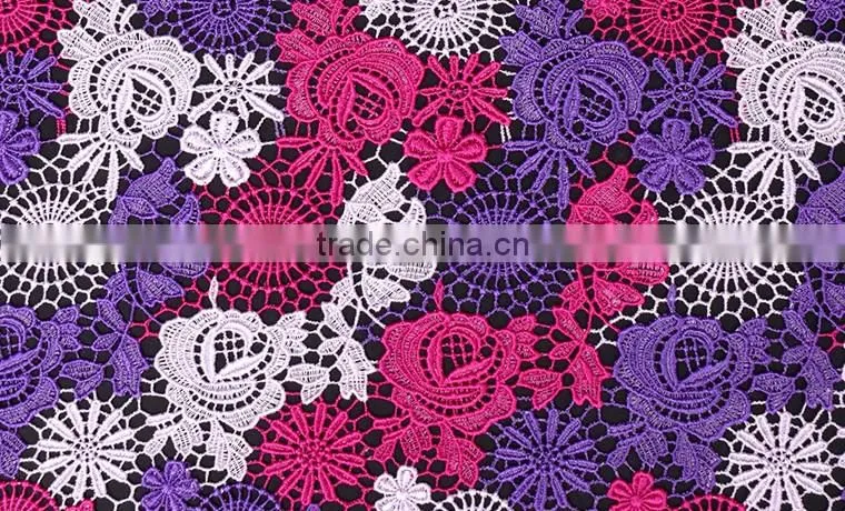 polyester colorful french guipure chemical lace fabric