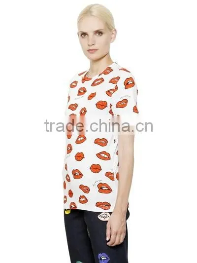 Custom Womens Top Quality Cotton Short Sleeve O Neck Printed T-Shirts,New Cotton Printed 180g T Shirts for women