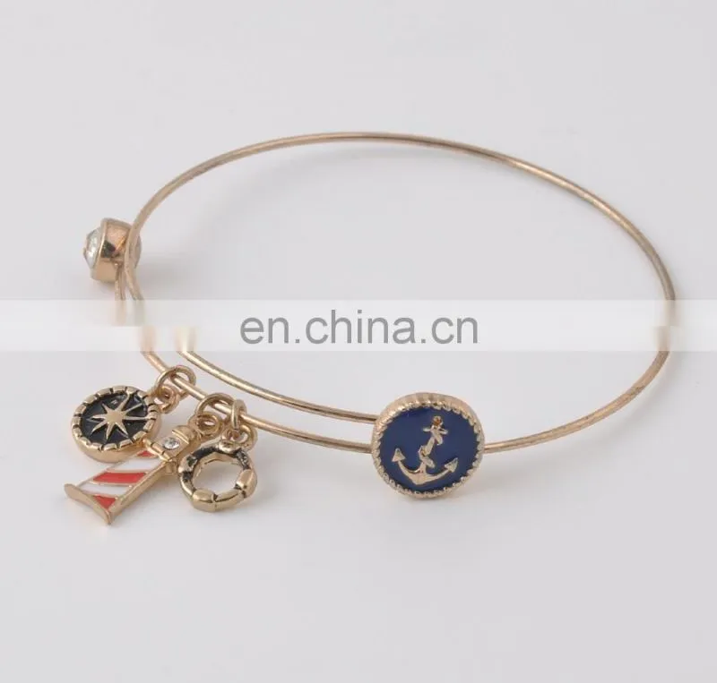 Sea Collection charms in two tones marine organism bracelet bangles