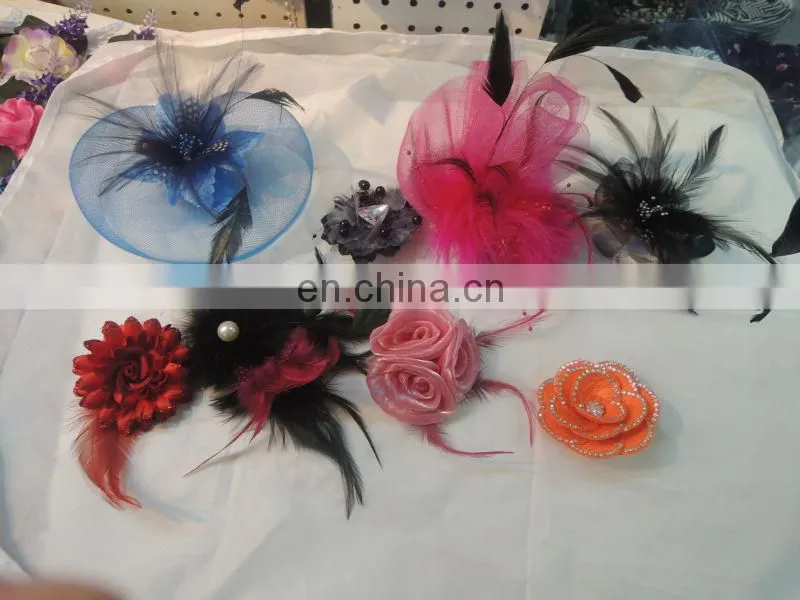 Feathers Pink Three Fascinator Flower Brooch Wholesale hair clip