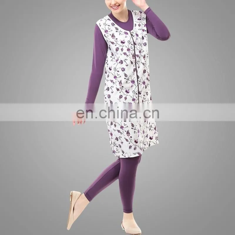 Three Pieces Muslim Swimming Suits with Vest Outwear Islamic Swimwear Design