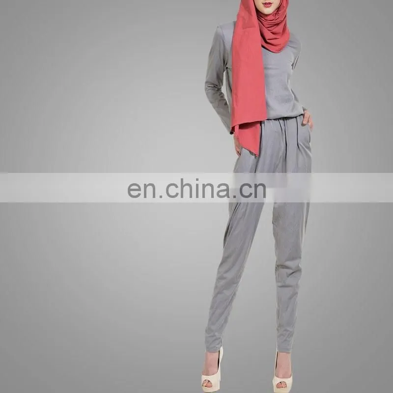Modest Ladies Office Wear Jumpsuits Muslim Women Model Kebaya Modern Cotton /Cotton Jersey Islamic Jumpsuits