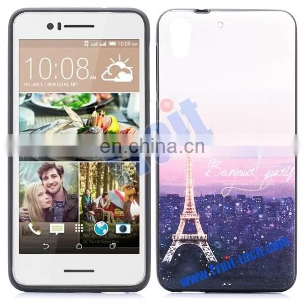 Silk Grain Leather Skin Colorful Painting Soft TPU Back Case for HTC Desire 728