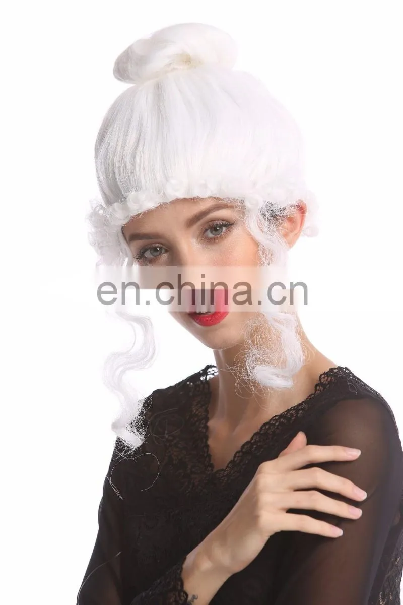 Romantic Baroque Renaissance white synthetic party wigs P-W210