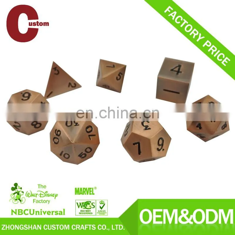 Wholesale custom polyhedral set RPG black finish metal custom dice