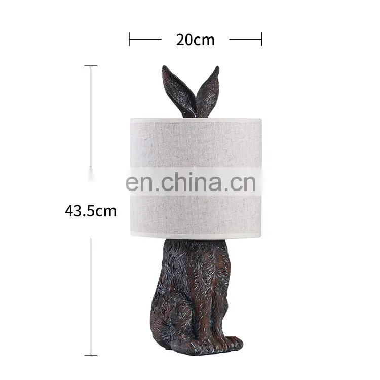 Top sale hotel living room rabbit shape animal resin vintage table lamps for home decor