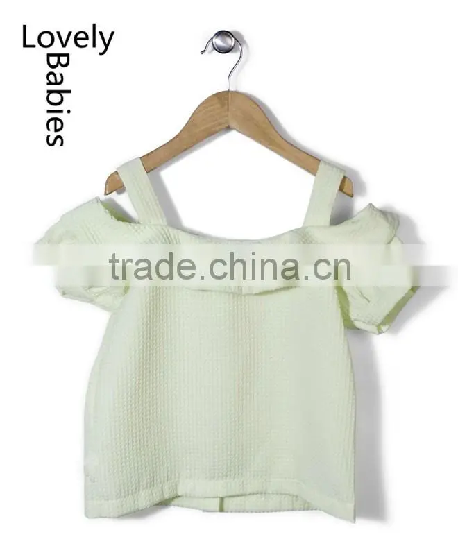 Girls cool summer tops 2016 green off shoulder girls fancy tops