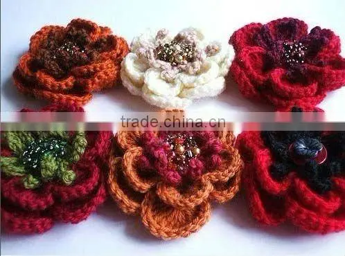 Red Crochet Flower Handmade With Bead