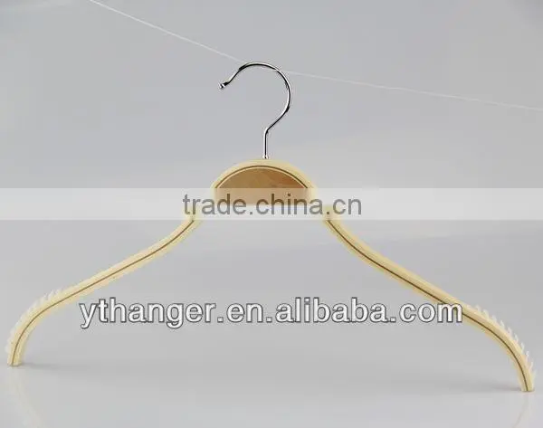 LW038 Plywood hangers natural short dress hanger with clips