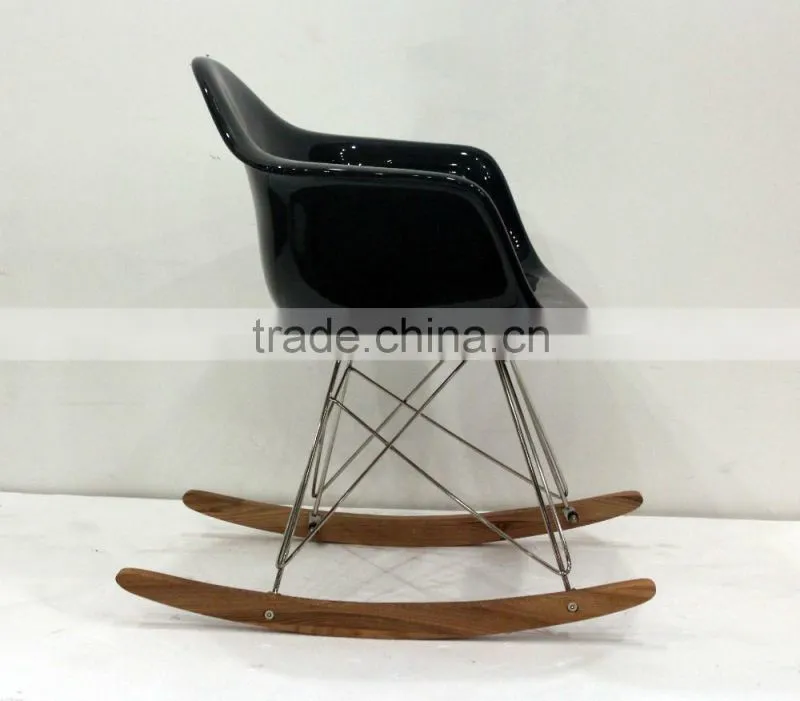 replica designer fiberlgass material stainless steel frame ARA armchair/rocking chair with wooden base