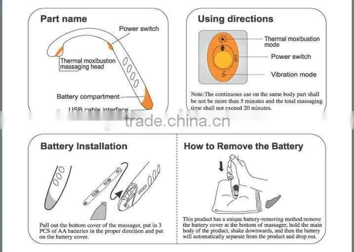 Heating manual neck massager
