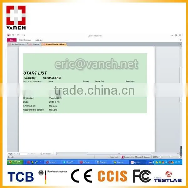 UHF RFID Timing Software for sport race