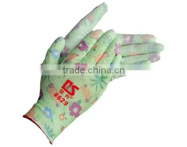 Nylon liner pu coated safety glove for electronic industry