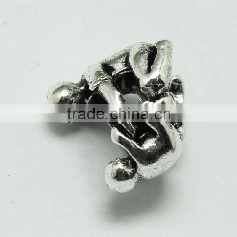 Lead Free Nickle Free Zinc Alloy Pdora Wrestling Theme Jewelry Hole Beads for Bracelets and Necklaces
