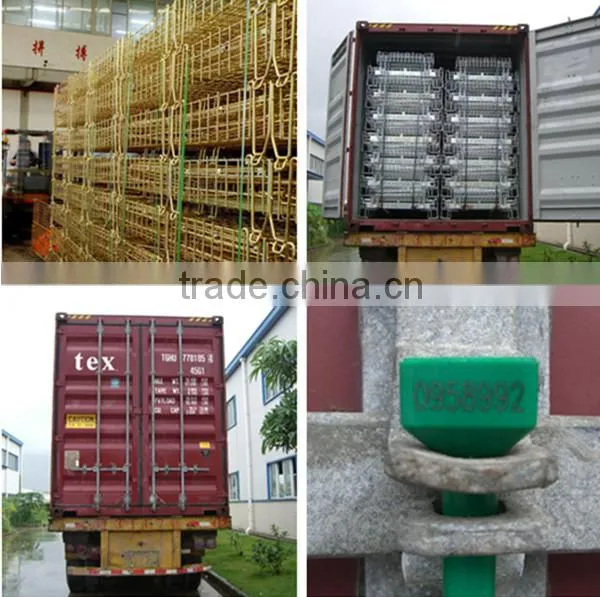 Large stack welded pallet wire mesh storage container with casters