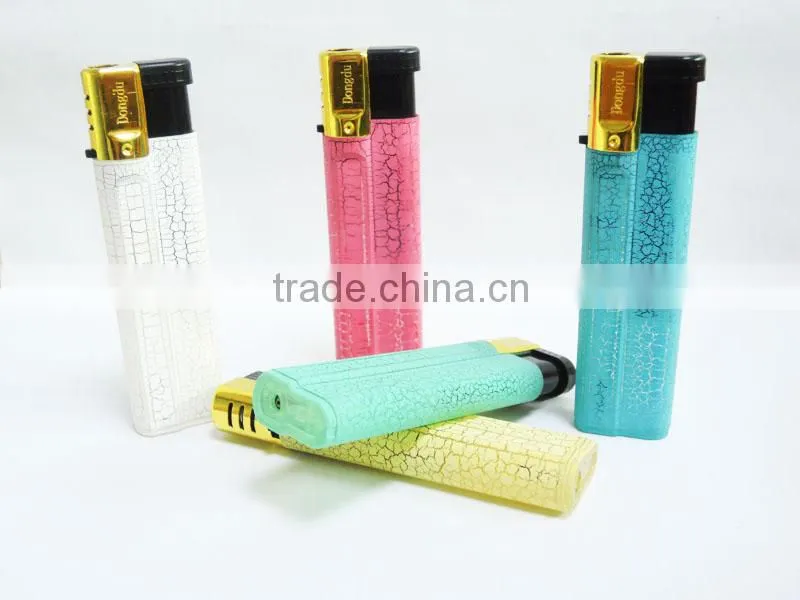 Leather surface plastic gas refillable windproof smoking cigarette lighter