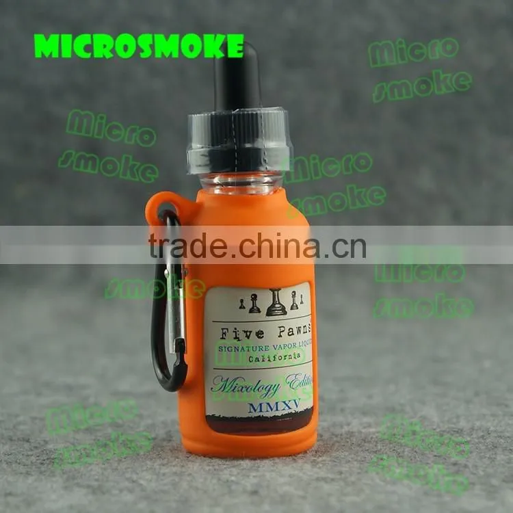 RHS factory price glass 30ml bottle silicone case, silicone rubber skin for 30ml e liquid bottle