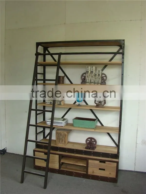 industrial style metal and wood bookcase