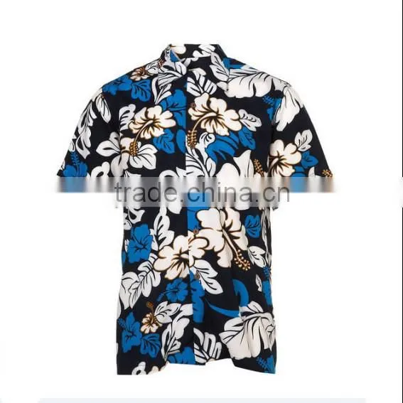 Customize Big Flower Printed Hawaiian Cotton Shirts
