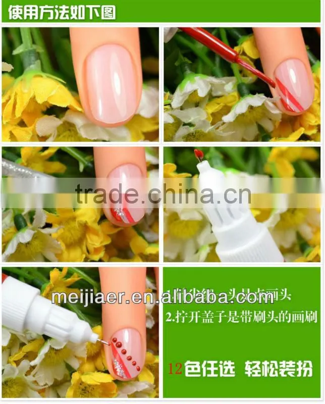 Two way nail art pen/drawing and painting nail pen for nail