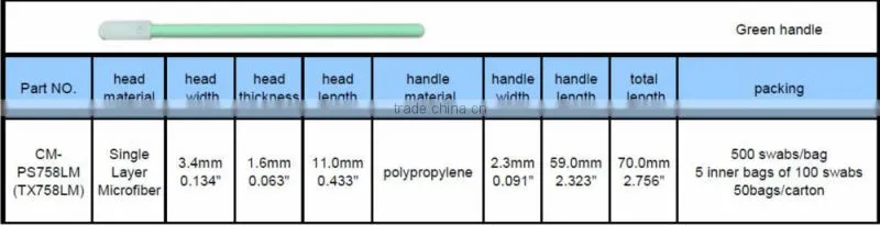 microfiber swab with polypropylene stick ,pp stick