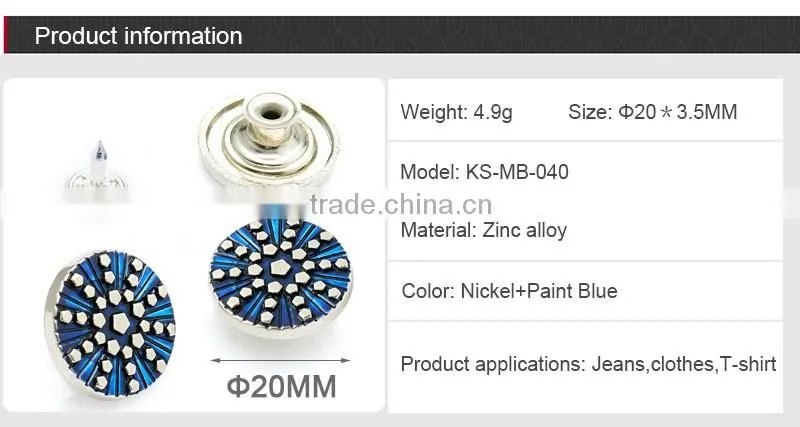 Zinc Alloy Remove Custom Metal Jacket Buttons