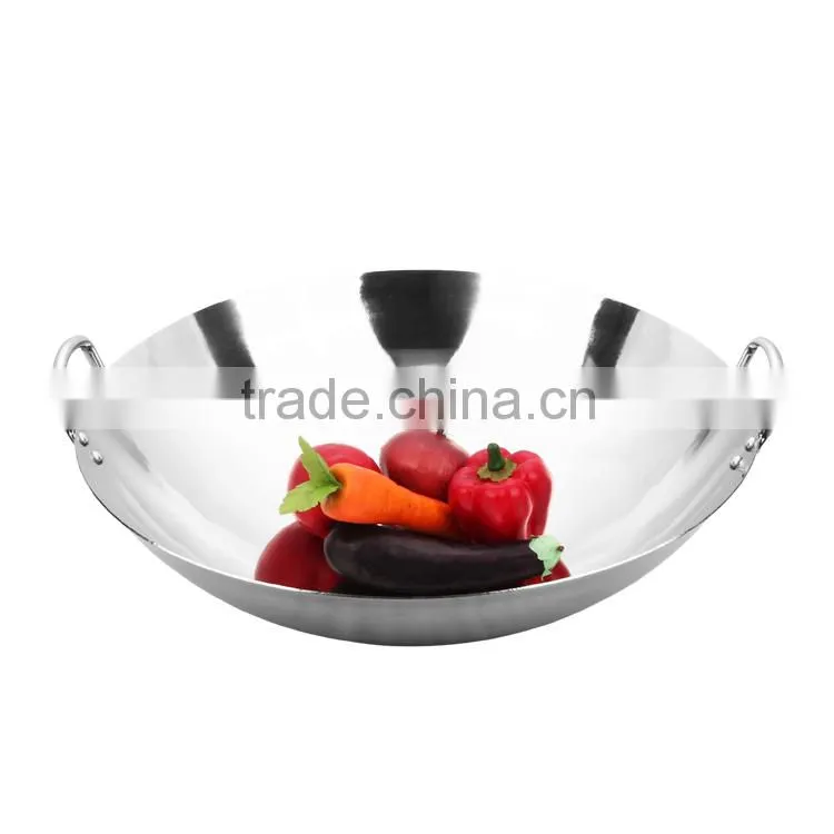 hot china product commercial big stainless steel wok wholesale