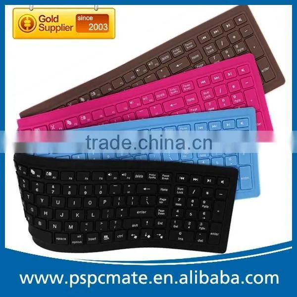 High Quality 107keys Waterproof Flexible Silicon Soft Bluetooth 3.0 Keyboard for Different Country
