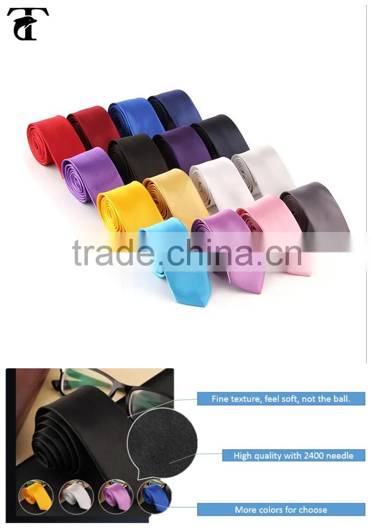 Fashion Leisure Brand Plain black Ties Colourful Pure Colour Slim Narrow Necktie