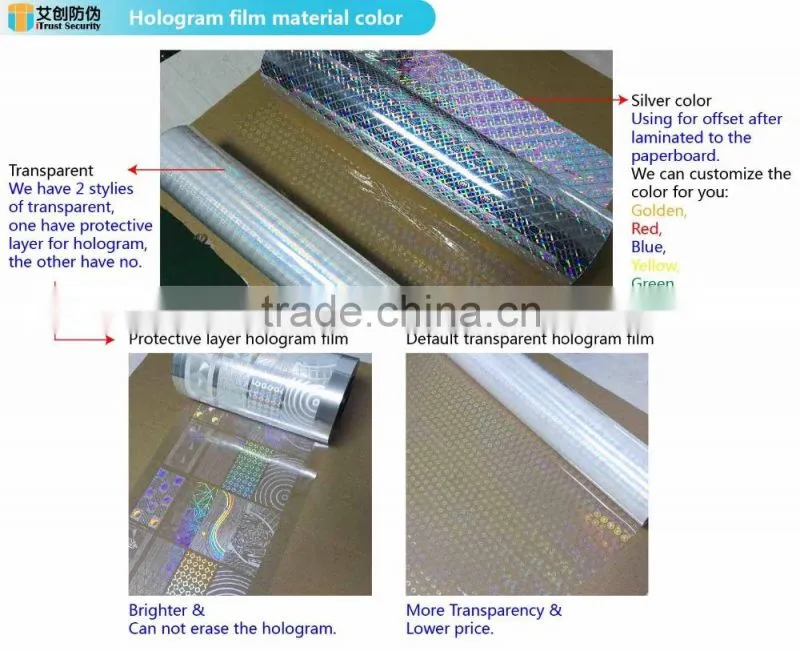 Chinese self adhesive transparent bopp holographic film roll