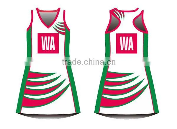 popular cheap wholesale full sublimation printing team netball dress