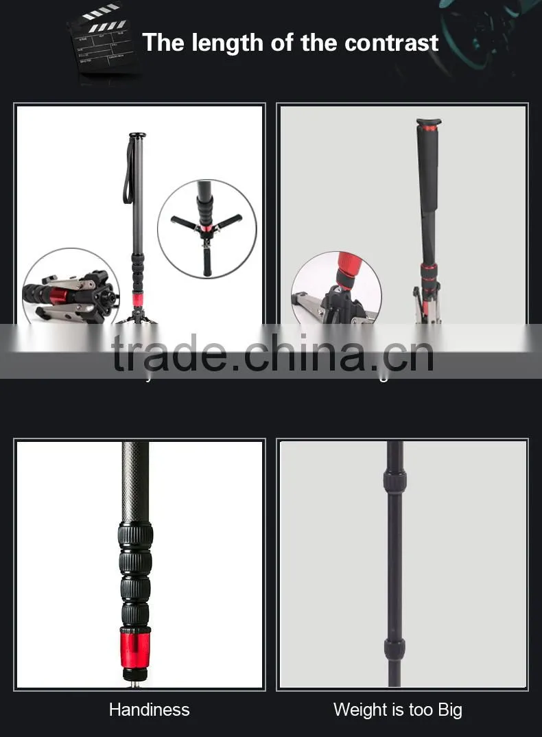 factory supply carbon fiber Black Monopod / Unipod for DSLR camera video