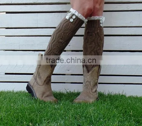Wholesale Fashion Acrylic Knitted Leg Warmers Crochet Womens Lace Leg Warmers