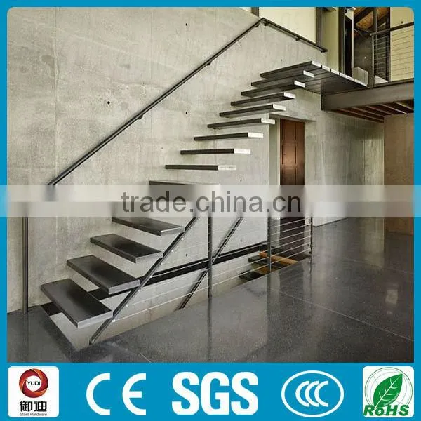 modern interior curved floating stairs with wood tread