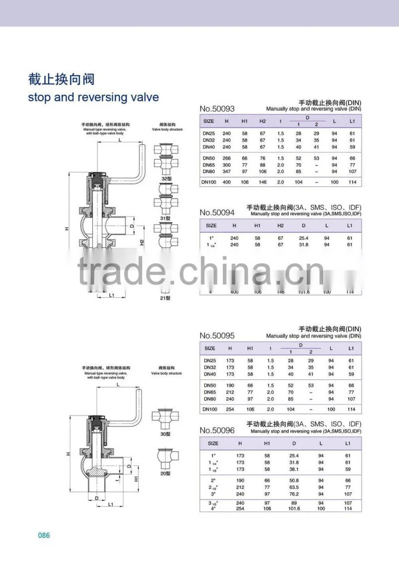 SS304 SS316L Sanitary Stainless Steel 3-way Divert Seat Valve