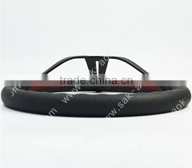 black leather red stitch car steering wheel auto steering wheel