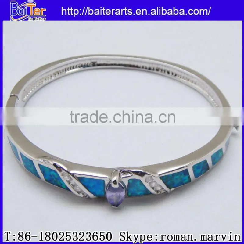 Wholesale Fashion Women's Synethic Blue Fire Opal Bangle