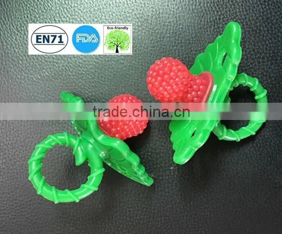 2016 funny new design strawberry shape pacifier & colorful baby toy