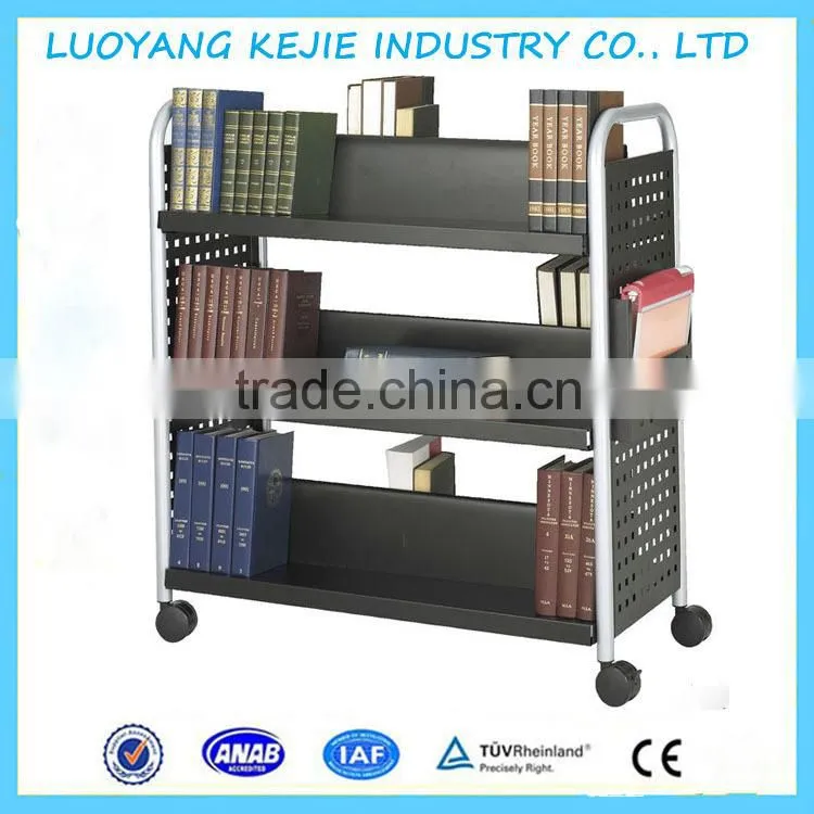 School Library Steel Rolling Book Cart Book Truck