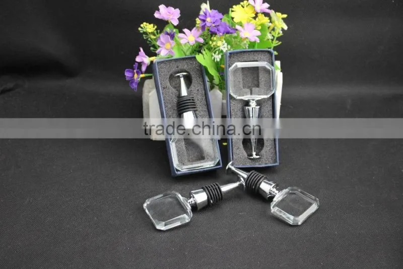 Factory directly sale best quality square cube crystal wine stopper for wedding gift